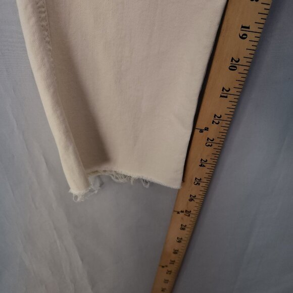 MOTHER High Waisted Rascal Ankle Fray Jeans Womens 27 Chalk It Up Ivory Stretch - Picture 8 of 16